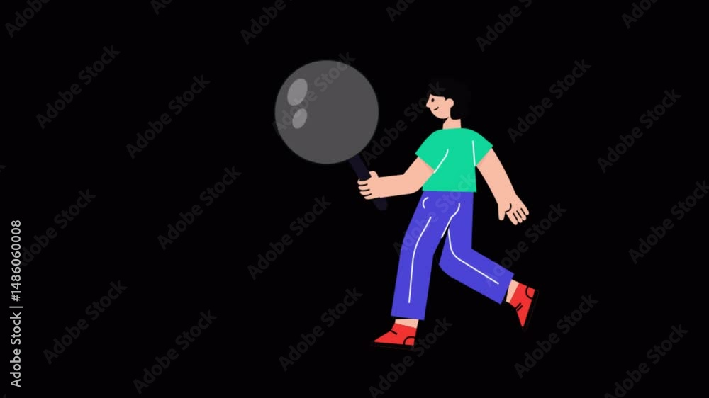 Poster search analysis motion graphic rendering with transparent alpha channel