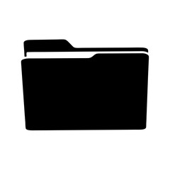 Single Isolated Black Folder Icon on a White Background with Depth