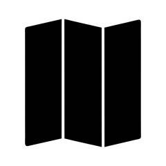 Folded paper map icon representing direction, location, and travel concept