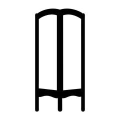 Silhouette of a classic wardrobe or armoire with two doors and legs