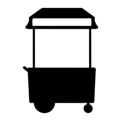 Detailed illustration of a black and white vendor food cart structure