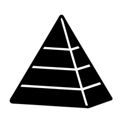 Black and white pyramid with multiple layers, isolated on a white background