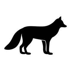 Elegant Black Fox Silhouette Standing Gracefully on a Plain White Background