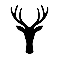 Silhouette of a stately deer with magnificent antlers against a white background
