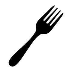 Simple black and white vector illustration of a fork on white background