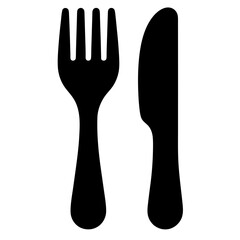 Simple and elegant black silhouette depiction of a fork and a knife