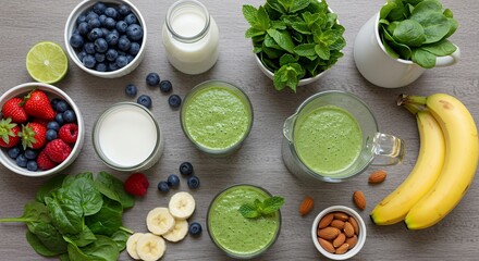 Green Smoothie with Fruits and Spinach