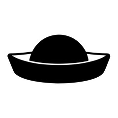 Navy Sailor Hat in Black Silhouette Illustration, Simple and Bold Design