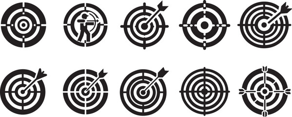 Target icons big set. Goal symbol collection. Set of goals. Target icon vector