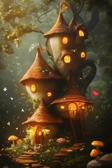 Fototapeta premium Enchanted forest treehouse