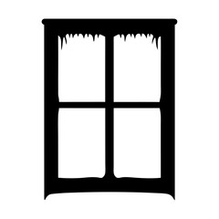 Silhouette of window frame with decorative top, classic style and shape