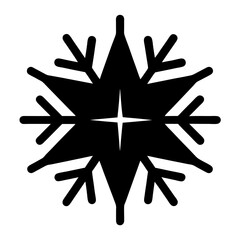 A Bold Black and White Snowflake with a Star Center, Design Element