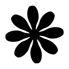 Stylized black flower with eight petals on a white background illustration