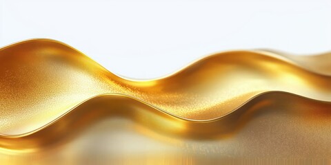abstract golden liquid waves flowing smoothly with shiny metallic texture on a light background conveying luxury and elegance