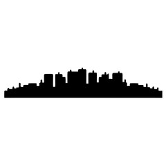 Fototapeta premium Black silhouette of a city skyline, a minimal and graphic representation