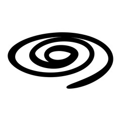 Abstract black swirling shape creating a circular vortex on a white background