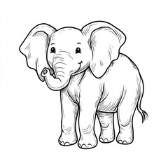 Obraz premium Playful cartoon elephant standing cheerfully, surrounded by a simple, whimsical background