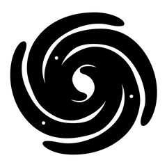 Abstract black and white spiral with three layers and small dots