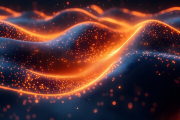 Obraz premium Futuristic Abstract Waves with Glowing Particles for Digital Design and Technology Projects
