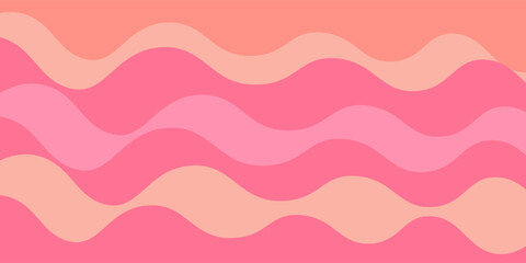 Aesthetic light pink, beige, peach color backdrop, wavy texture. Abstract cute pink waves background. Groovy stripes pattern with gradient texture. Nature curvy landscape with lights, shadows. © Achmad Sukriyadi