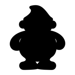 Silhouette of a cute gnome figure with hat and round body shape