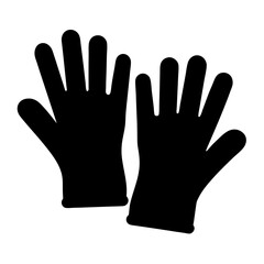 Pair of solid black gloves for protection on a white background