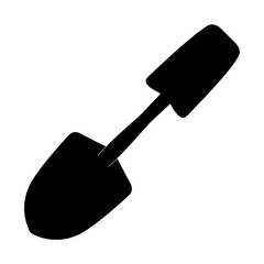 Black and White Graphic of a Small Garden Shovel for Planting