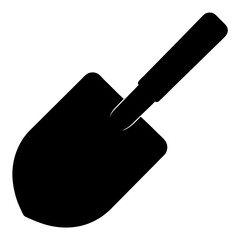 Silhouette of a Small Garden Shovel with a Short Handle for Planting