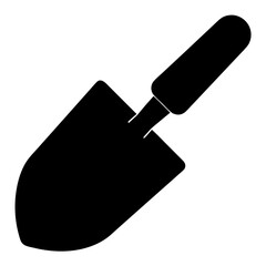 Isolated black vector silhouette of a garden trowel, perfect for planting