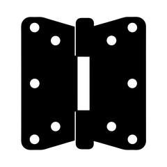 Black and white illustration of a hinge with six circular holes