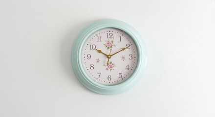 Pastel Blue Floral Wall Clock Elegant Timekeeping for Home Decor