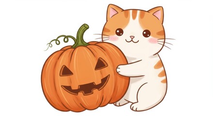 Cartoon cat halloween pumpkin