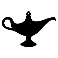 Simple Black and White Silhouette of an Ancient Magic Lamp