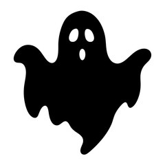 Simple Black and White Ghost Silhouette for Halloween Decorations and Crafts