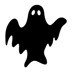Simple Black Ghost Silhouette with Two Eyes for Halloween Illustrations and Decorations