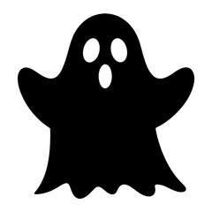 Simple black and white Halloween ghost silhouette illustration for spooky decoration