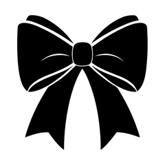 Elegant black bow with flowing tails, a stylish decorative element illustration