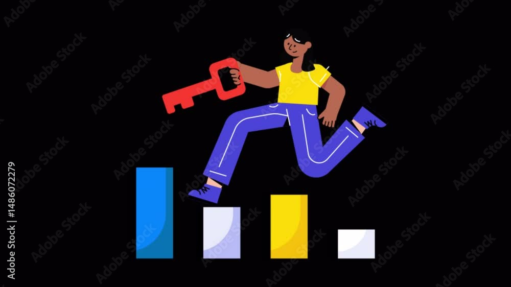 Poster key to success motion graphic rendering with transparent alpha channel
