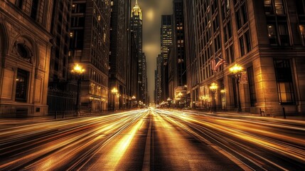 Night Cityscape: Golden Lights and Urban Majesty