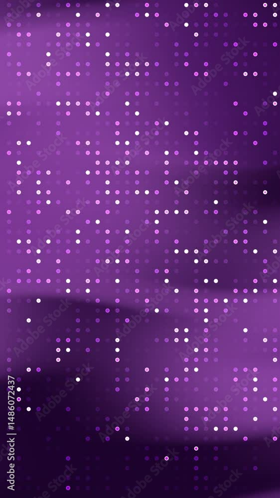Poster dynamic dotted matrix animation with soft purple hue and subtle light effects
