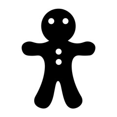 A minimalist black gingerbread man design evoking holiday cheer and sweetness