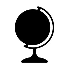 Simple Black and White Globe Icon Representing Geography and Education
