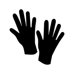 A pair of simple black hand silhouettes against a white background