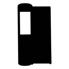 Silhouette of a vintage refrigerator with a rounded top and side window