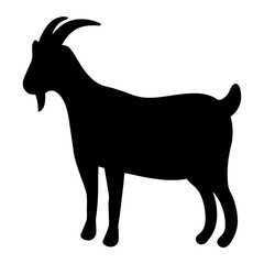 Striking Silhouette of a Regal Goat Against a Clean White Backdrop
