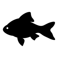 Silhouette of a goldfish with flowing fins and a distinct tail shape