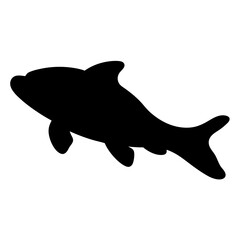 A solid black silhouette of a dolphin swimming freely in the ocean