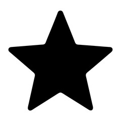 Simple five pointed star in solid black on a white background