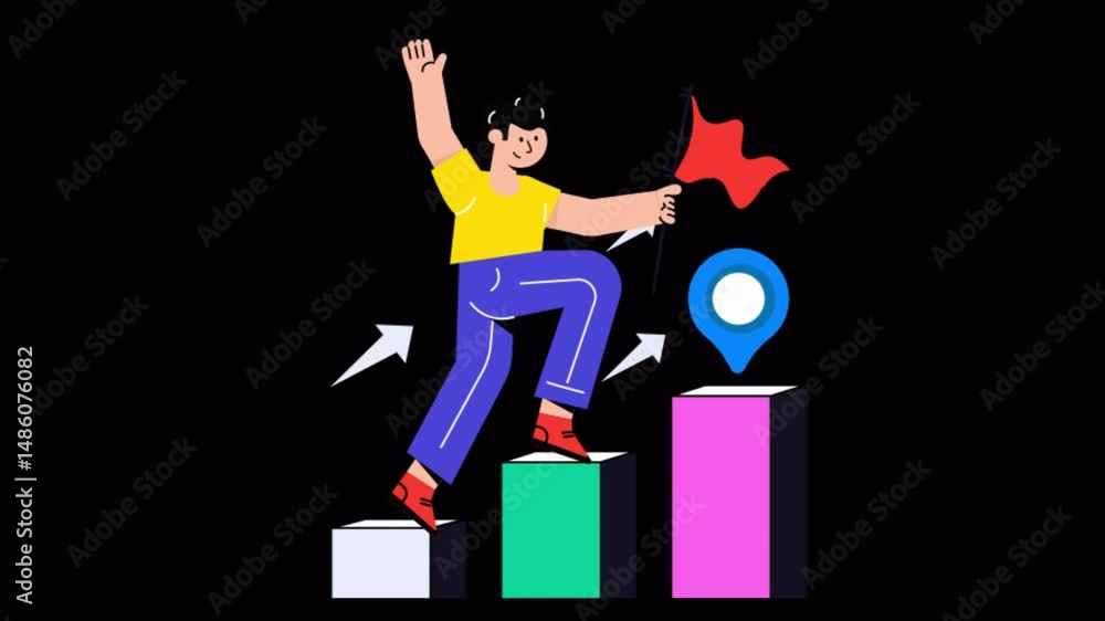 Poster startup achievements motion graphic rendering with transparent alpha channel