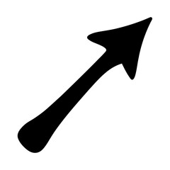 A stylized black arrow pointing diagonally upward on a plain white background
